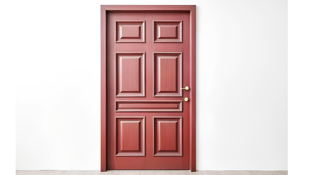 Premium solid wooden entrance door with elegant panel design for modern homes